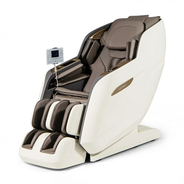 Costway SL Track 3D Massage Chair, Full Body Zero Gravity Massage Recliner with Airbags, Waist & Calves Heating, Foot Rollers, Thai Stretch, Voice Control, Auto Shoulder Detection, Bluetooth Speaker, 22 Auto Modes, JL10036WL-BN