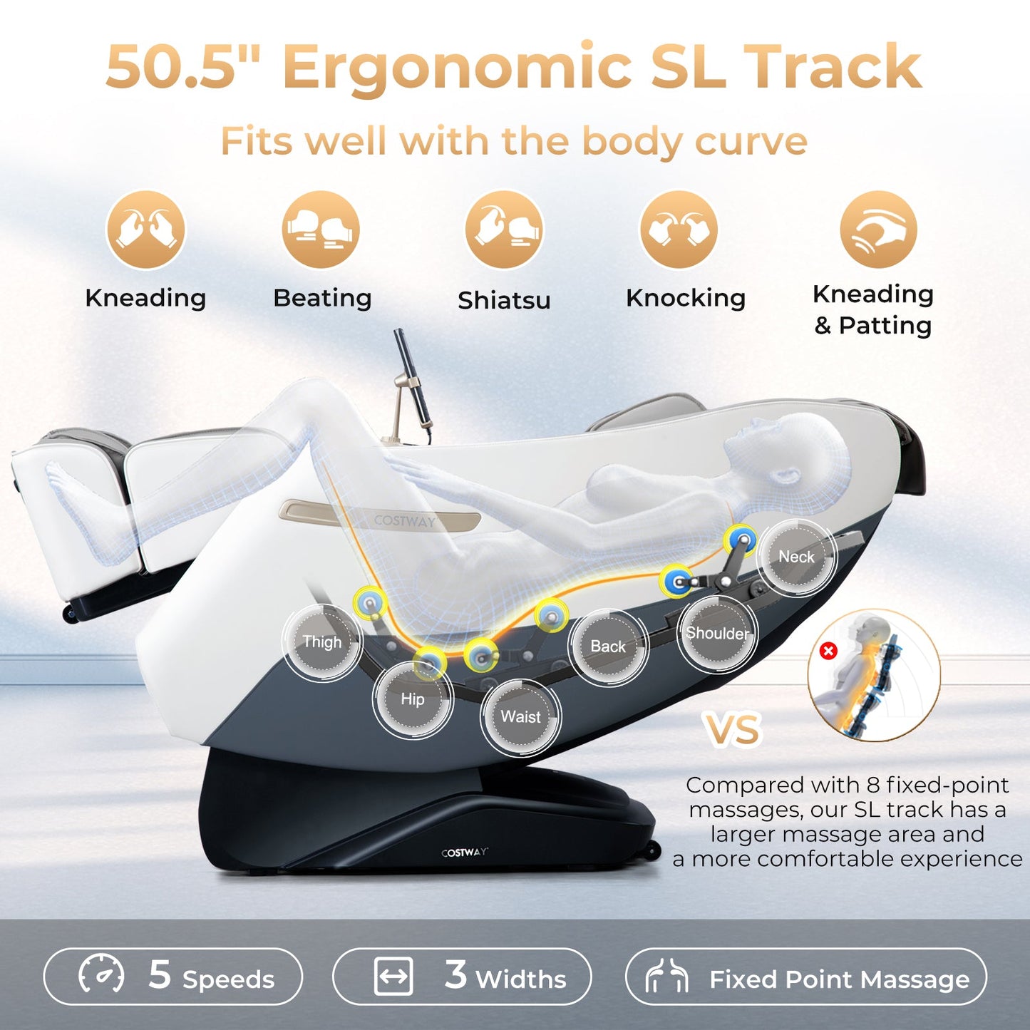 Demo Unit-Costway-2024 Model-3 Level Zero Gravity Full SL Track, Massage Chair With Heat-JL10029WL