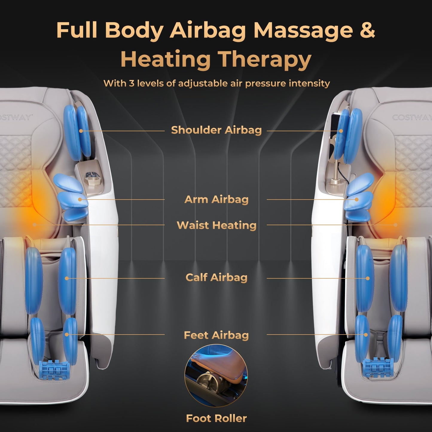 Demo Unit-Costway-2024 Model-3 Level Zero Gravity Full SL Track, Massage Chair With Heat-JL10029WL