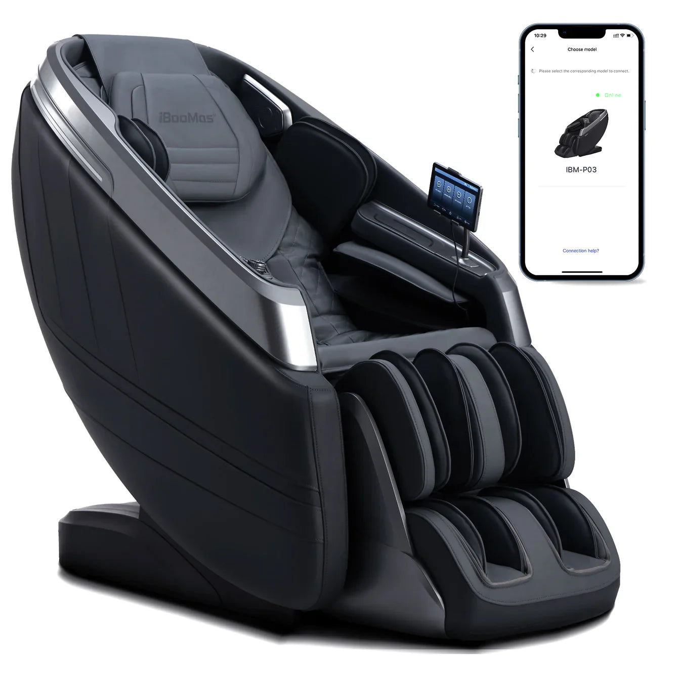 2024 Model-IBoomas 4D Fully Loaded Massage Chair With Calf Spinners Pro, App and Voice Control