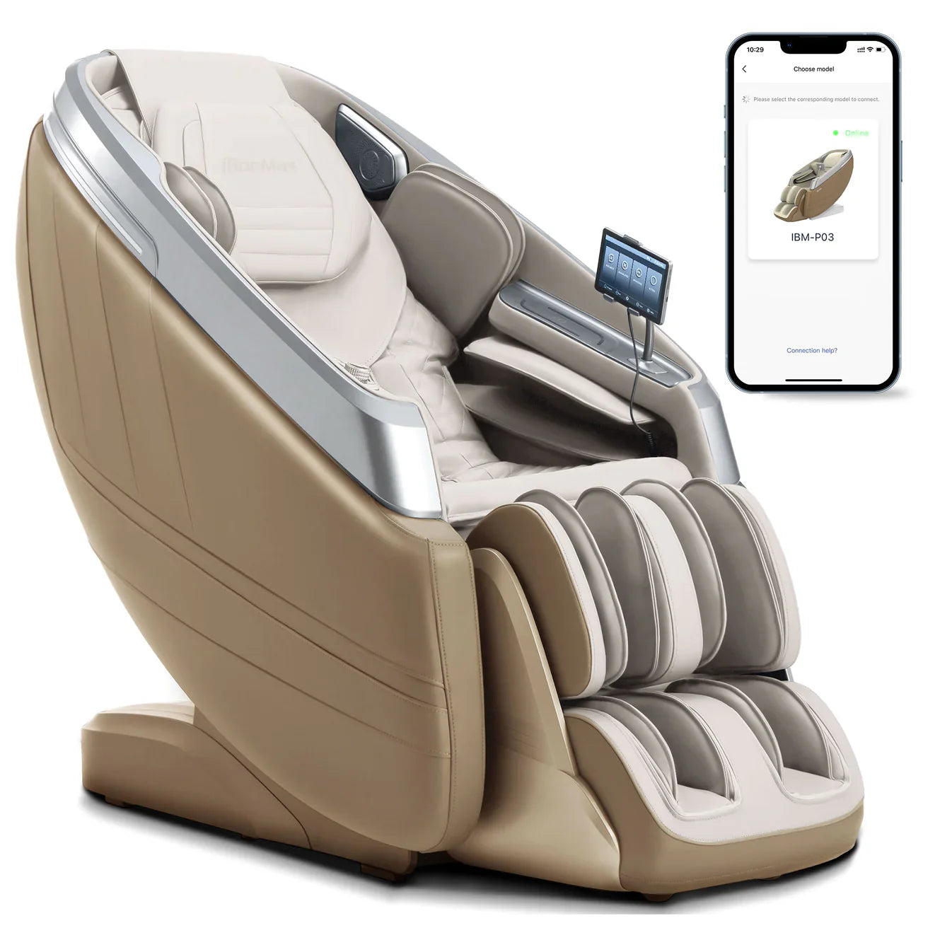 2024 Model-IBoomas 4D Fully Loaded Massage Chair With Calf Spinners Pro, App and Voice Control