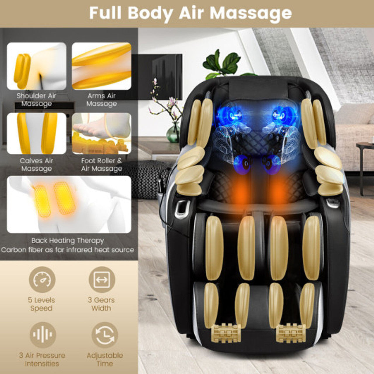 PREORDER - Demo unit - COSTWAY - JL10003WL - Relaxacare Special Buy-Full Body Zero Gravity L-Track Massage Chair Recliner With Voice Control