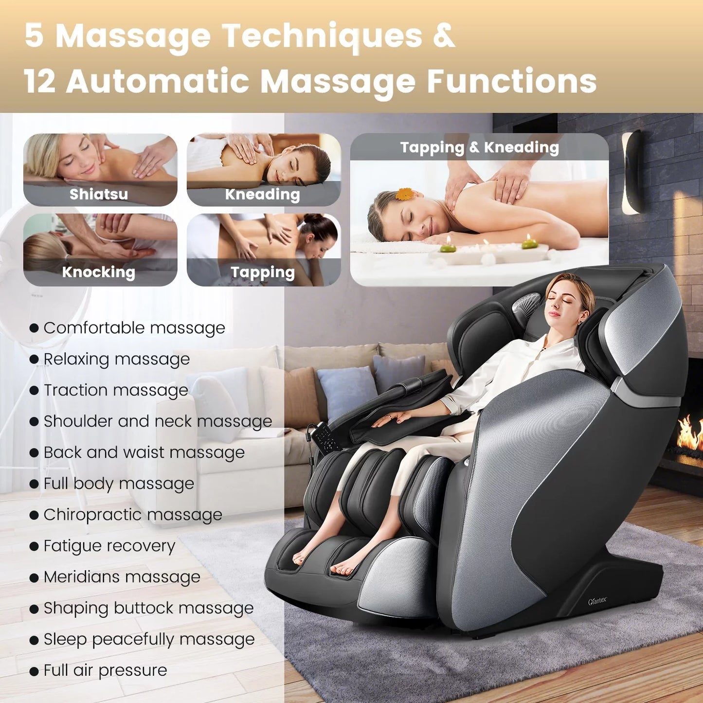 PREORDER - Demo unit - COSTWAY - JL10003WL - Relaxacare Special Buy-Full Body Zero Gravity L-Track Massage Chair Recliner With Voice Control