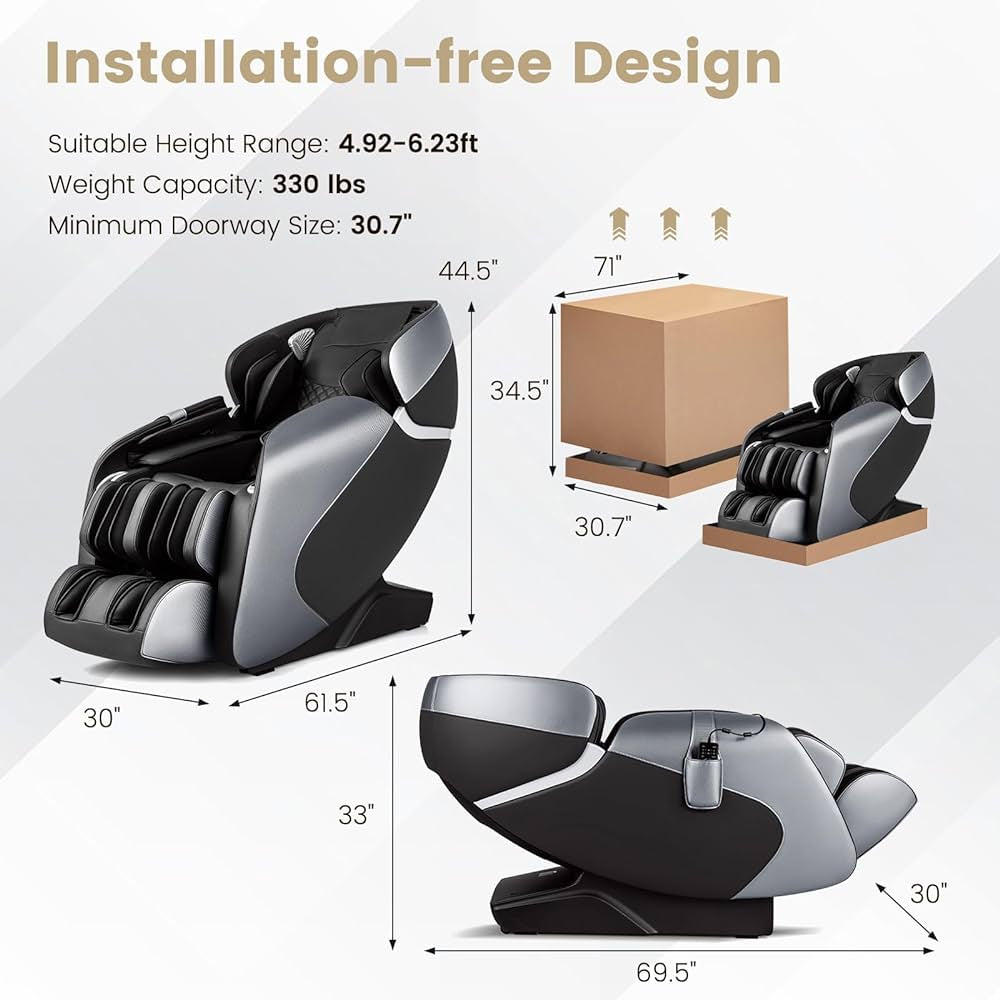 PREORDER - Demo unit - COSTWAY - JL10003WL - Relaxacare Special Buy-Full Body Zero Gravity L-Track Massage Chair Recliner With Voice Control