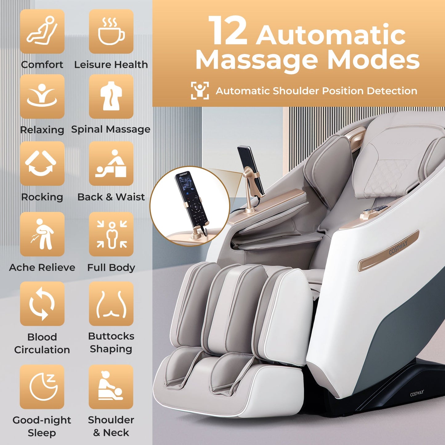 Demo Unit-Costway-2024 Model-3 Level Zero Gravity Full SL Track, Massage Chair With Heat-JL10029WL