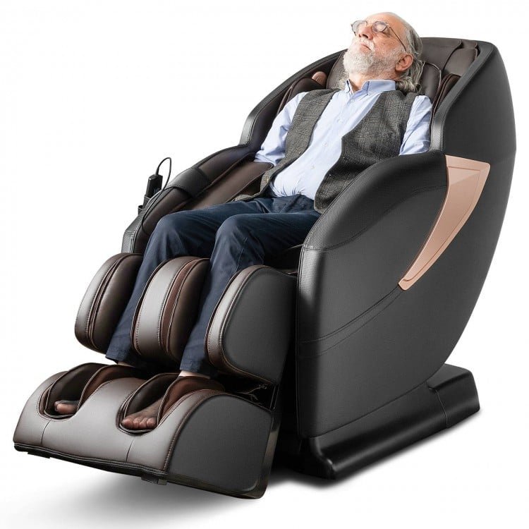 Mega Sale-Costway-Relaxation 25 - Zero Gravity SL-Track Electric Shiatsu Massage Chair with Intelligent Voice Control