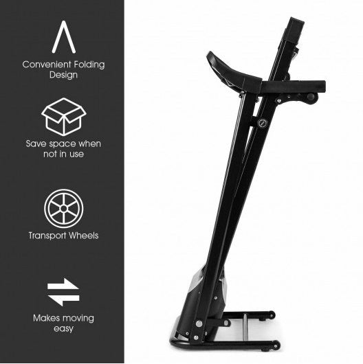 COSTWAY - 1.0 hp Foldable Treadmill Electric Support Mobile Power