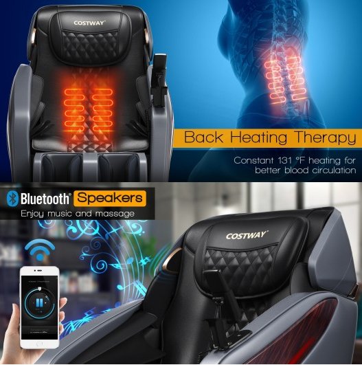 COSTWAY - JL10005WL - 3D SL Track Thai Stretch Zero Gravity Full Body Massage Chair Recliner