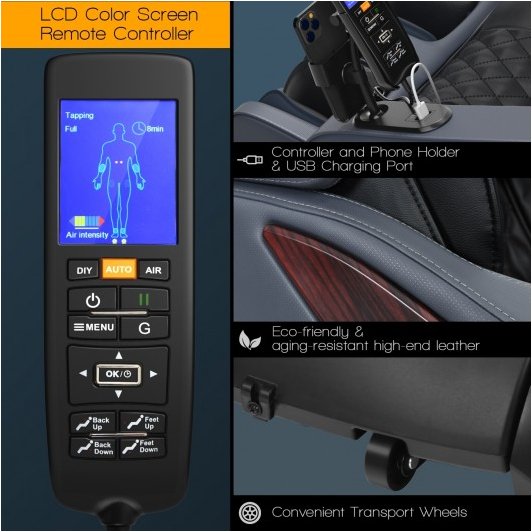 COSTWAY - JL10005WL - 3D SL Track Thai Stretch Zero Gravity Full Body Massage Chair Recliner