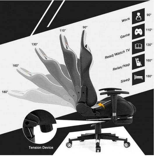 COSTWAY - Massage Gaming Chair with Footrest