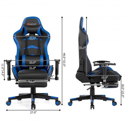COSTWAY - Massage Gaming Chair with Footrest