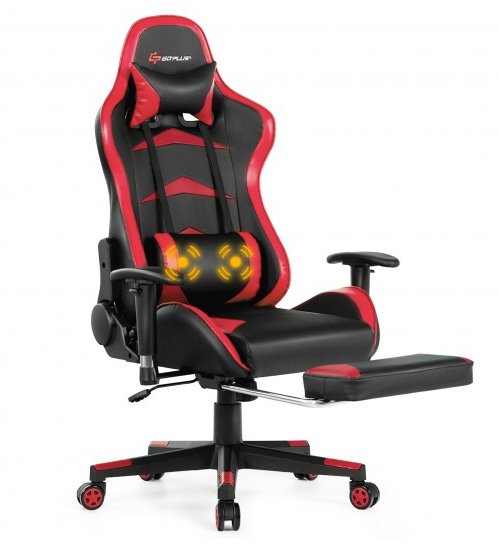 COSTWAY - Massage Gaming Chair with Footrest - Relaxacare