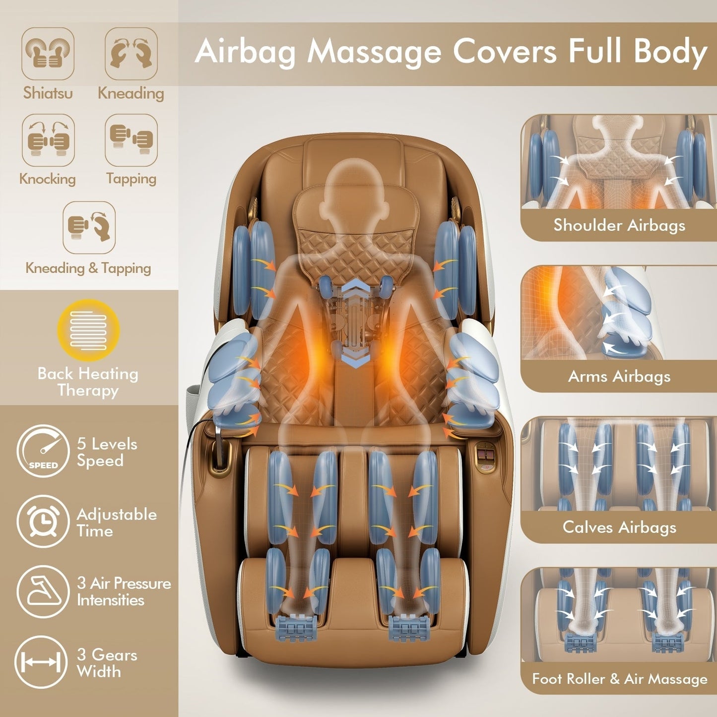 PREORDER - Demo unit - COSTWAY - JL10003WL - Relaxacare Special Buy-Full Body Zero Gravity L-Track Massage Chair Recliner With Voice Control