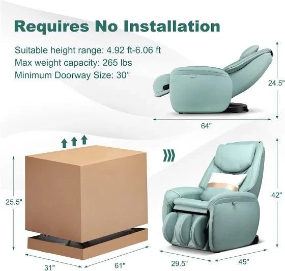 Full Body Zero Gravity Massage Chair with Pillow-Brown