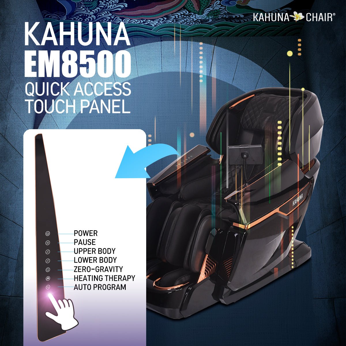 Kahuna-4D Active Stretch-3D foot Massage Chair– with Calf rollers-EM 8500
