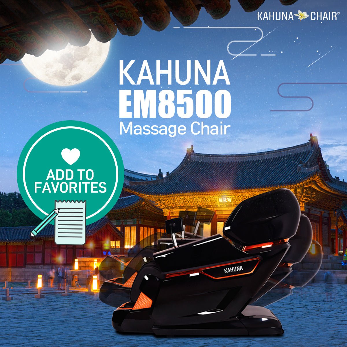 Kahuna-4D Active Stretch-3D foot Massage Chair– with Calf rollers-EM 8500