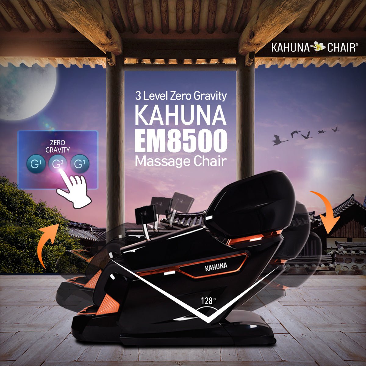 Kahuna-4D Active Stretch-3D foot Massage Chair– with Calf rollers-EM 8500