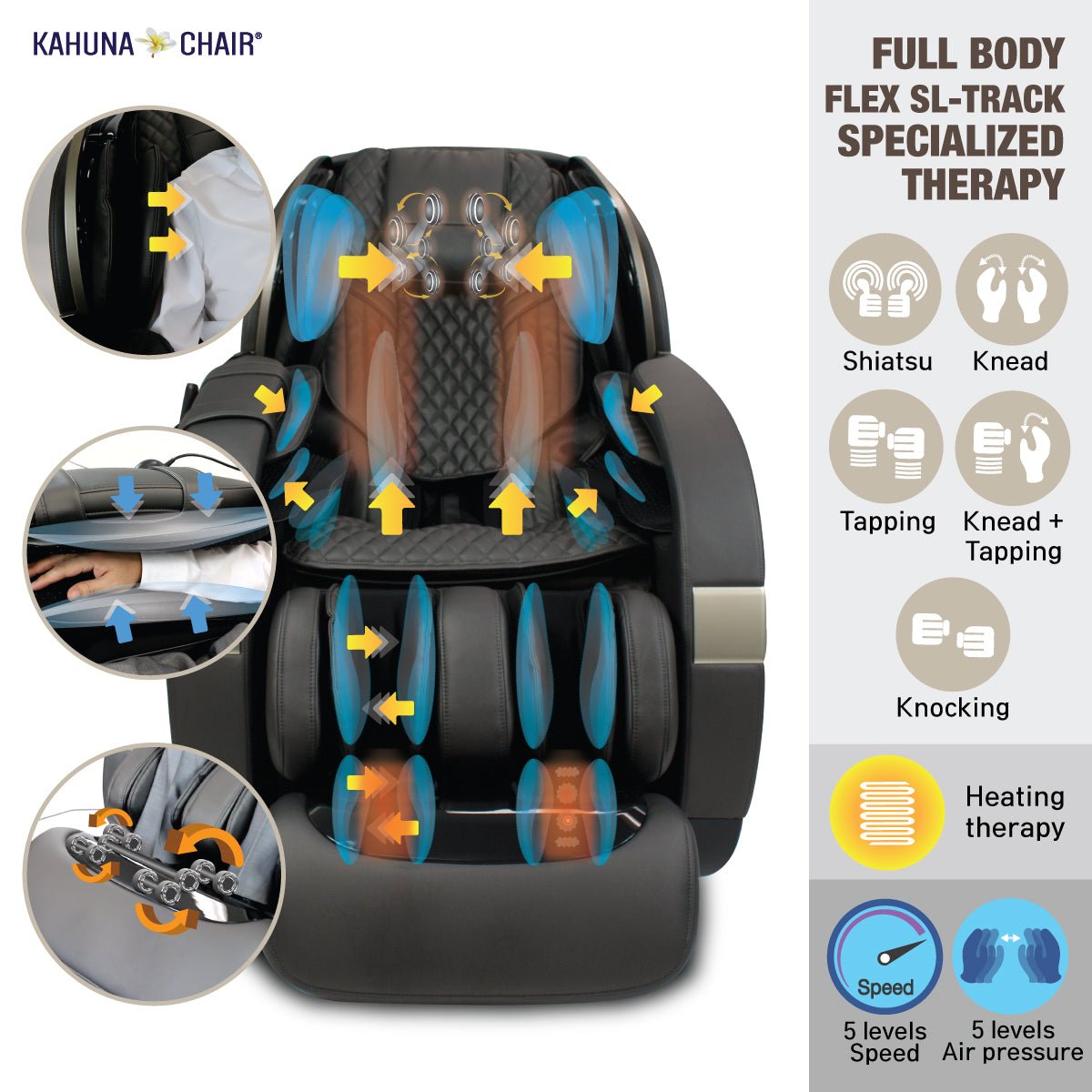 KAHUNA 4D+@ DUAL AIR FLOAT FLEX HSL-TRACK MASSAGE CHAIR WITH INFRARED HEATING SM-9300