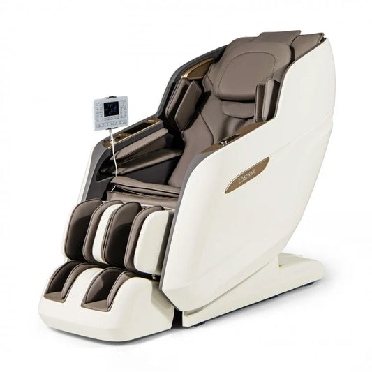 Costway SL Track 3D Massage Chair, Full Body Zero Gravity Massage Recliner with Airbags, Waist & Calves Heating, Foot Rollers, Thai Stretch, Voice Control, Auto Shoulder Detection, Bluetooth Speaker, 22 Auto Modes, JL10036WL-BN