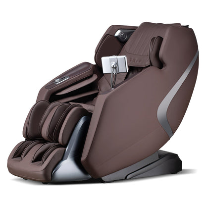 Mega Sale-Costway-4D SL-Track Full Body Massage Chair w/ Zero-Gravity Design, Heated Shawl, Neck & Back & Feet Heater, Calf & Foot Rollers,Magic Calf Rollers, Voice Control, Yoga Stretching, Smart Body Scanning, Touch Screen, Blue-tooth Speaker