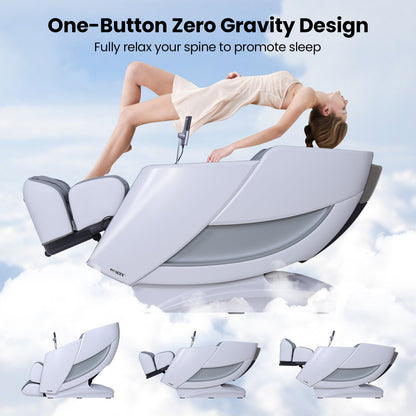 Costway-4D Flexible Track Massage Chair, Full Body Zero Gravity Massage Recliner w/ Airbags, Waist Heater, Foot Rollers, Voice Control, Memory Function, Electric Calf Frame, Auto Body Scan, Wireless Charging Station, Bluetooth Speaker, Thai Stretching