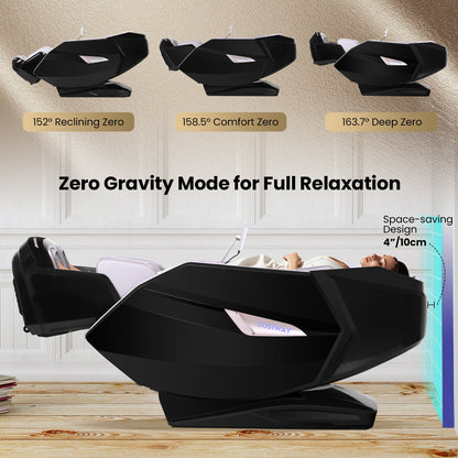 Demo unit -2025 Model-Costway- Kenzo-Premium 4D+3D Dual Roller System Hybrid Flex Track Zero Gravity Full Body Massage Chair w/ Heart Rate Monitor,Fragrance Therapy, Waist & Calf Heater, Calves & Foot Rollers, Thai Stretch, Voice Control