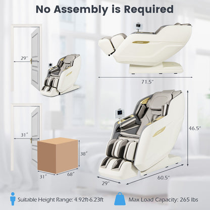 Costway SL Track 3D Massage Chair, Full Body Zero Gravity Massage Recliner with Airbags, Waist & Calves Heating, Foot Rollers, Thai Stretch, Voice Control, Auto Shoulder Detection, Bluetooth Speaker, 22 Auto Modes, JL10036WL-BN