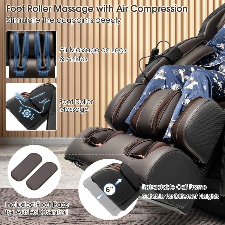 Mega Sale-Costway-Relaxation 25 - Zero Gravity SL-Track Electric Shiatsu Massage Chair with Intelligent Voice Control
