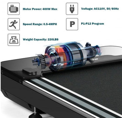 COSTWAY - 1 HP Electric Walking Treadmill with Touchable LED Display and Wireless Remote Control