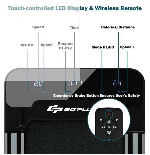 COSTWAY - 1 HP Electric Walking Treadmill with Touchable LED Display and Wireless Remote Control