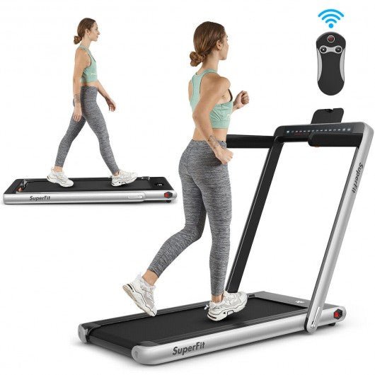 COSTWAY - 2-in-1 Electric Motorized Folding Treadmill with Dual Display