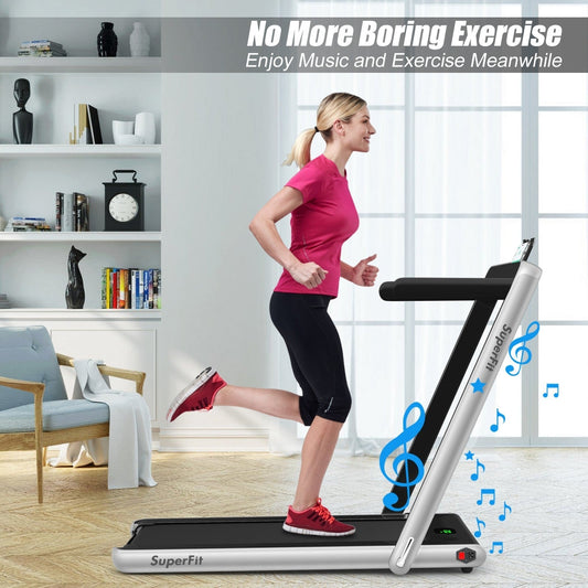 COSTWAY - 2 in 1 Folding Treadmill with Bluetooth Speaker Remote Control