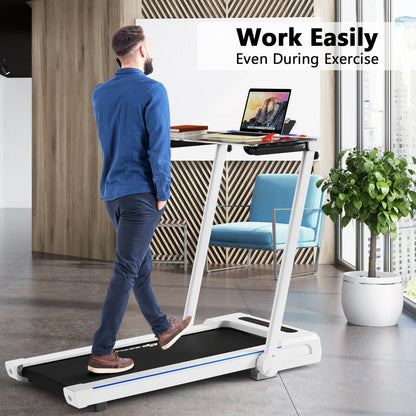 COSTWAY - 2.25HP 3-in-1 Folding Treadmill with Table Speaker Remote Control