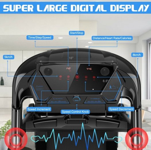 COSTWAY - 2.25HP Folding Treadmill Running Jogging Machine with LED Touch Display