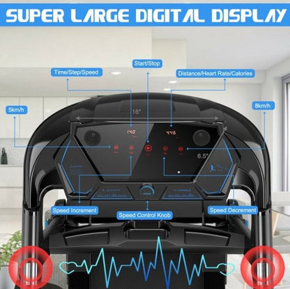 COSTWAY - 2.25HP Folding Treadmill Running Jogging Machine with LED Touch Display