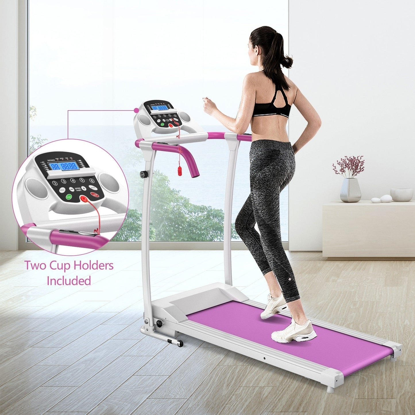 COSTWAY - Compact Electric Folding Running and Fitness Treadmill with LED Display