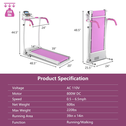 COSTWAY - Compact Electric Folding Running and Fitness Treadmill with LED Display