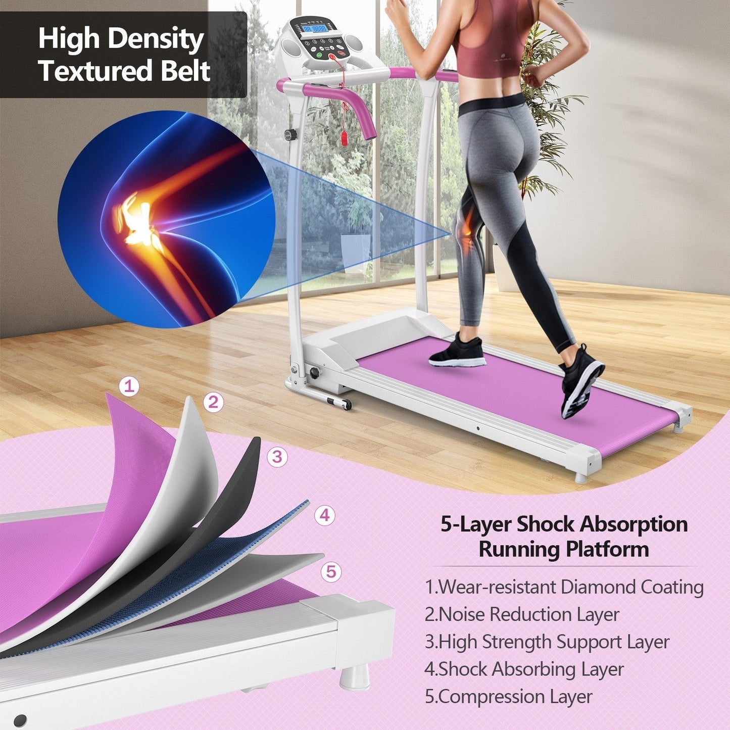 COSTWAY - Compact Electric Folding Running and Fitness Treadmill with LED Display