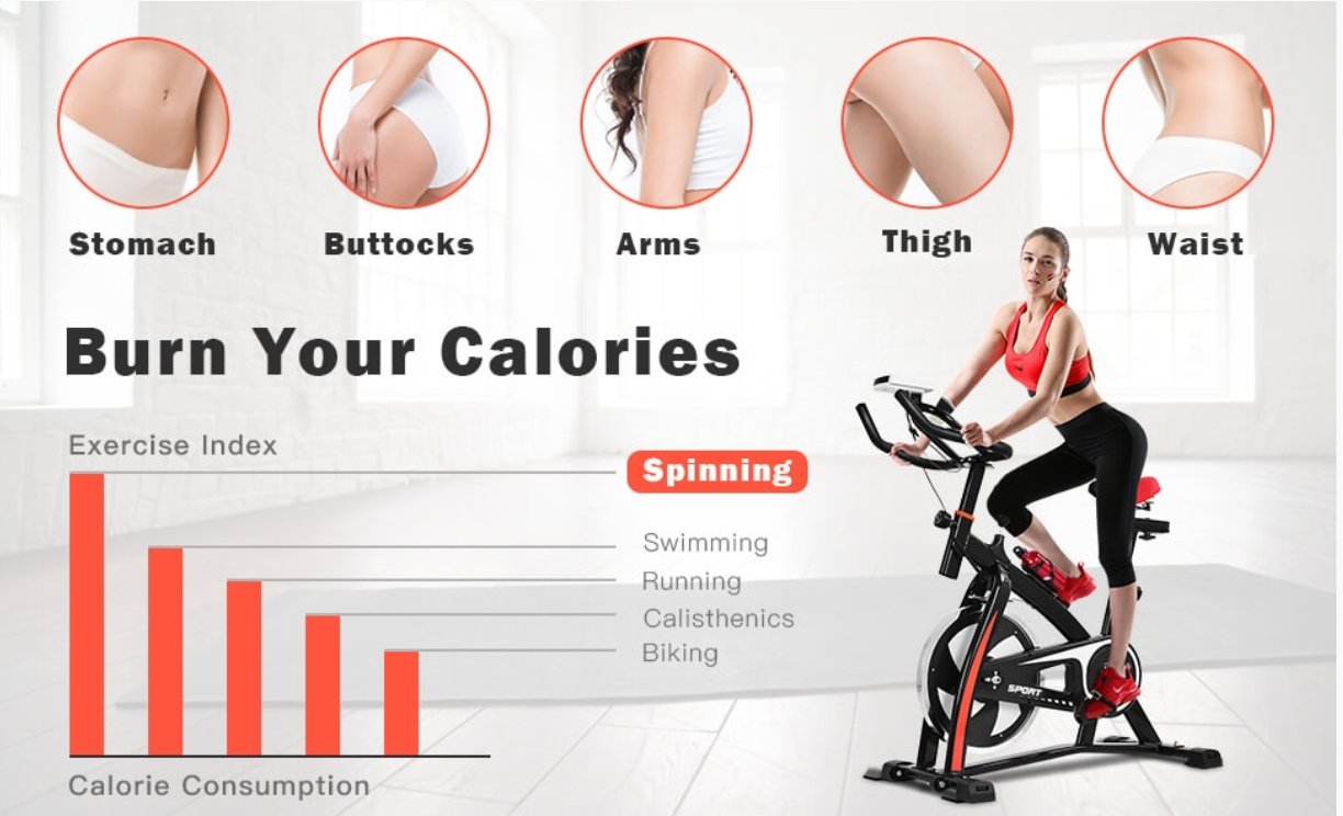 COSTWAY - Household Adjustable Indoor Exercise Cycling Bike Trainer with Electronic Meter