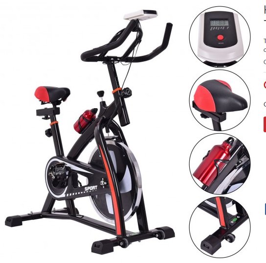 COSTWAY - Household Adjustable Indoor Exercise Cycling Bike Trainer with Electronic Meter