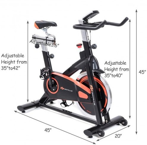 COSTWAY - Indoor Fixed Aerobic Fitness Exercise Bicycle with Flywheel and LCD Display
