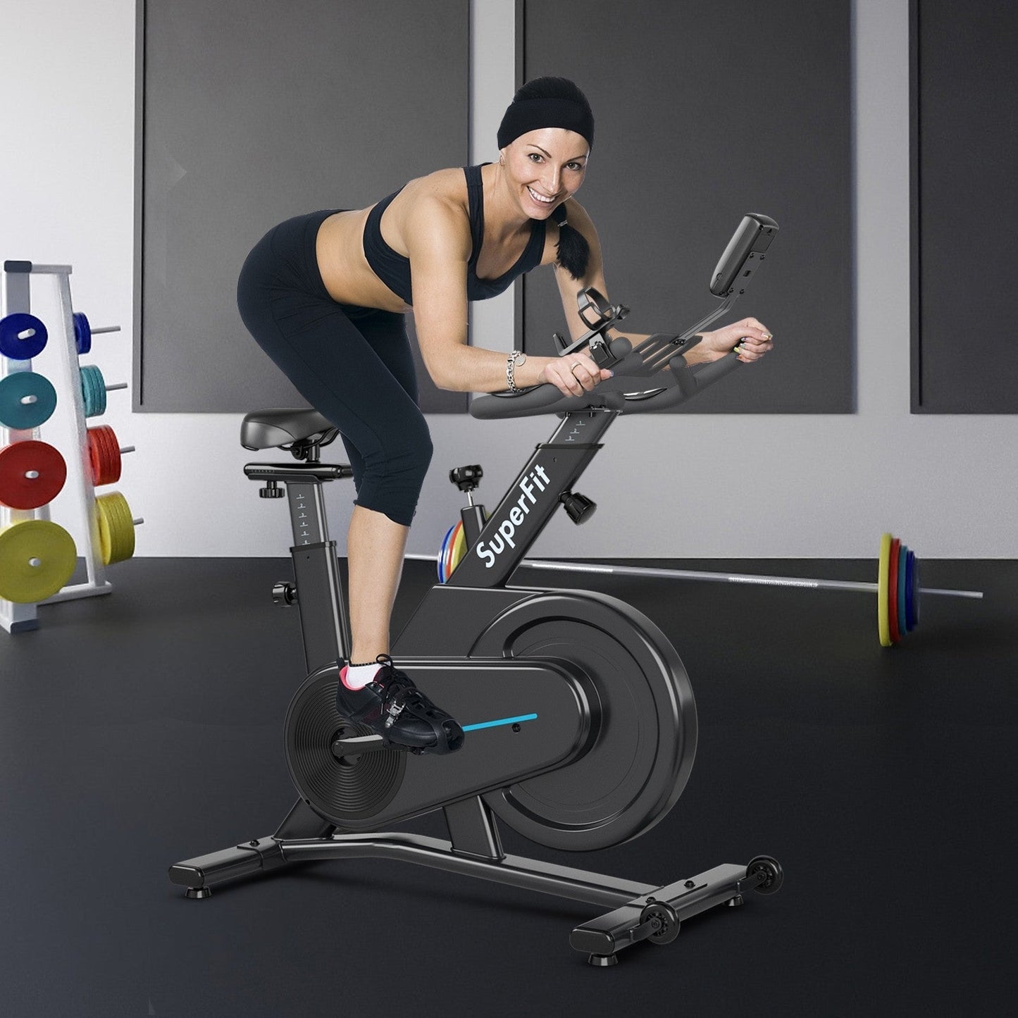COSTWAY - Magnetic Exercise Bike with Adjustable Seat & Handle