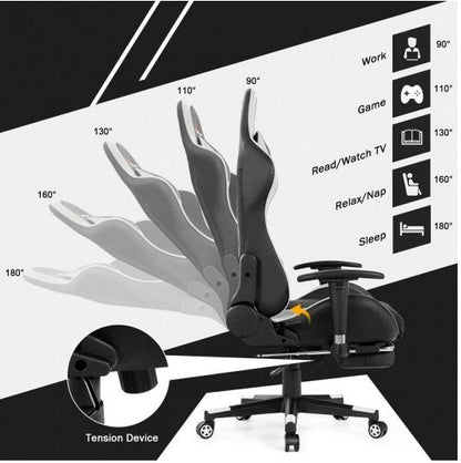 COSTWAY - Massage Gaming Chair with Footrest