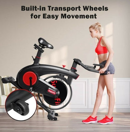 COSTWAY  - Stationary Exercise Bike Silent Belt with 20LBS Flywheel