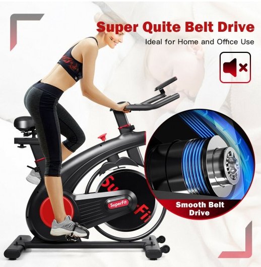 COSTWAY  - Stationary Exercise Bike Silent Belt with 20LBS Flywheel