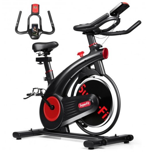 COSTWAY  - Stationary Exercise Bike Silent Belt with 20LBS Flywheel