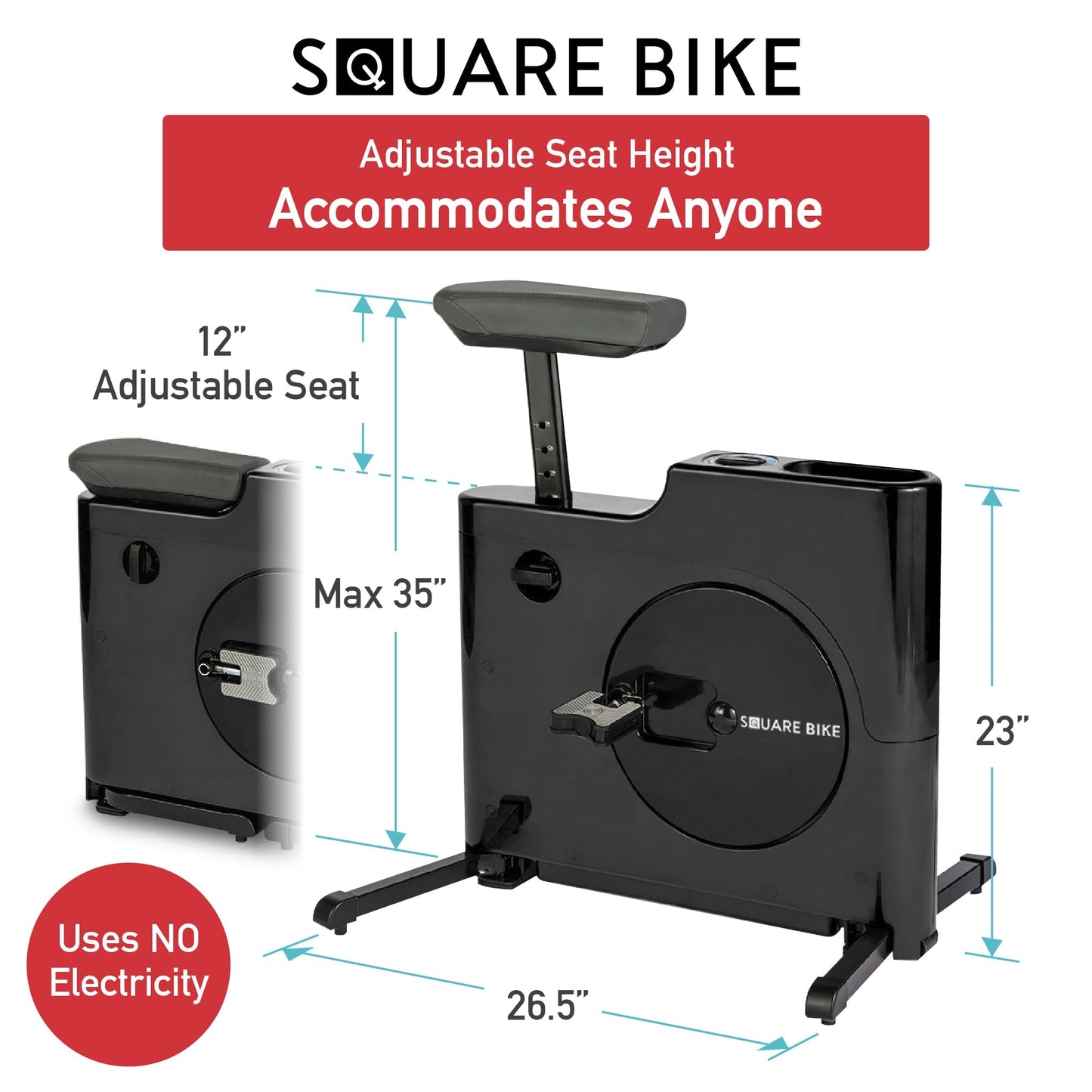 DAIWA - Square Bike Compact Exercise Bike with 8 Levels of Magnetic Resistance