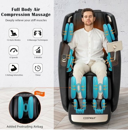 Combo Package-Open Box/Demo Unit Sale: Open Box COSTWAY 3D Massage Chair + Demo Kala Red Light Face Mask - SL-Track Full Body Zero Gravity Massage Chair -JL10013WL
