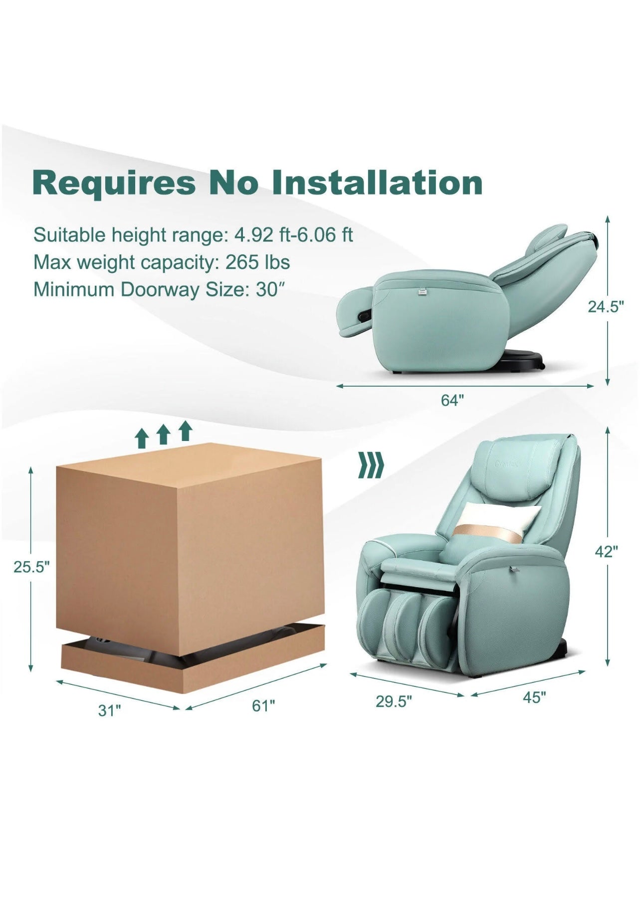 Full Body Zero Gravity Massage Chair with Pillow-Brown