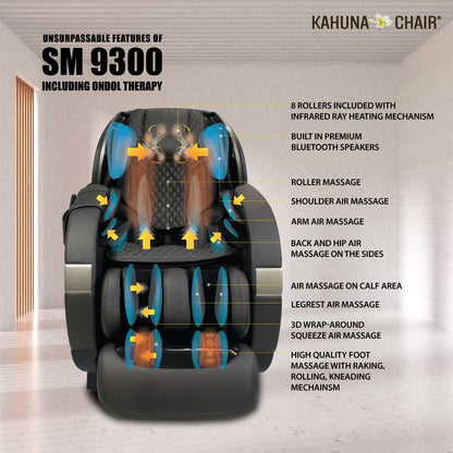 KAHUNA 4D+@ DUAL AIR FLOAT FLEX HSL-TRACK MASSAGE CHAIR WITH INFRARED HEATING SM-9300